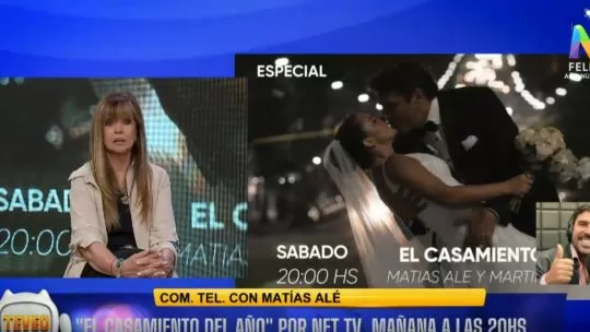 'El matrimonio del año' de Matías Alé y Martina Vignolo, especial de NET TV: el actor revivirá el apasionante "sí" con su esposa
