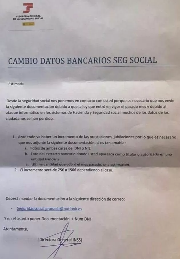 La Seguridad Social alerta de un martingala que promete empinar las pensiones: cómo diferenciar esta carta de la comunicación oficial que llegará a tu buzón