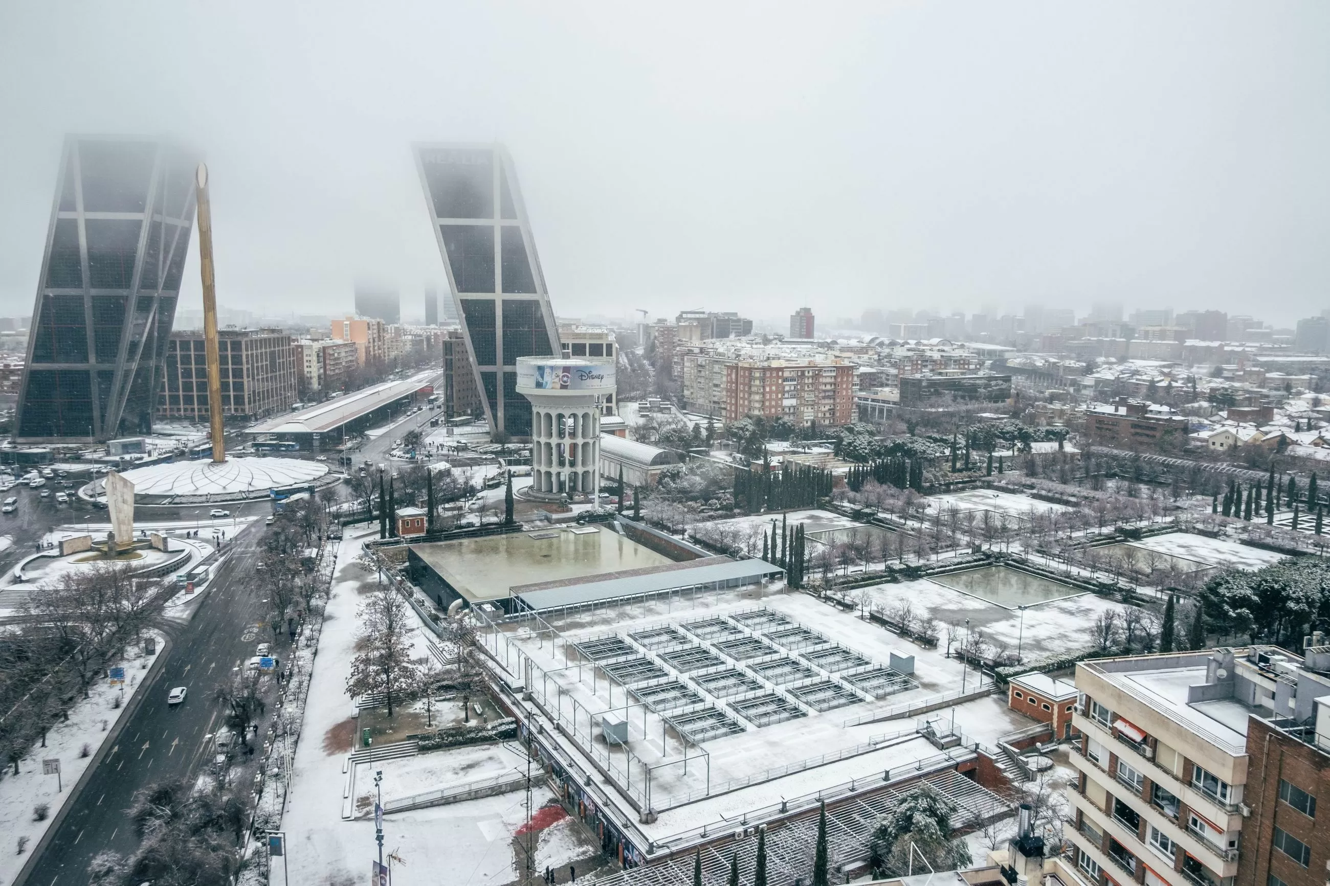 Imágenes de la nevada que ha desidioso la borrasca Kristin en Madrid capital
