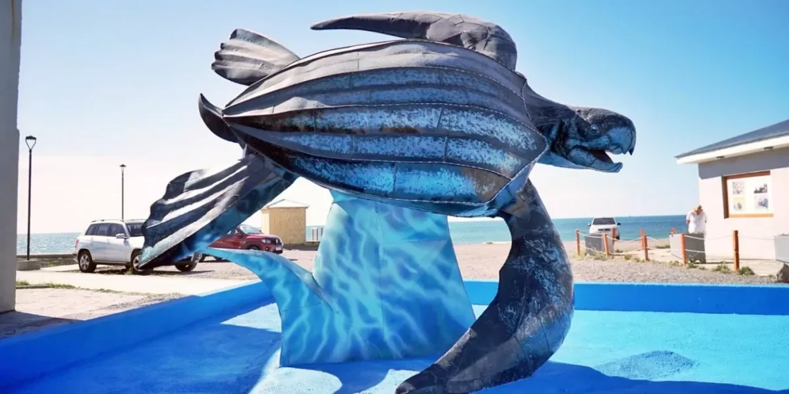 Se inauguró en Playa Unión “La galápago”, escultura que formará parte de la Ruta del Valle de Gondwana