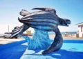 Se inauguró en Playa Unión “La galápago”, escultura que formará parte de la Ruta del Valle de Gondwana