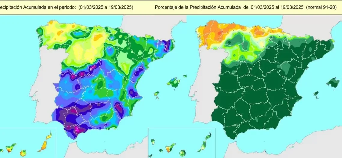 Marzo de 2025, camino de ser uno de los más lluviosos de la acontecimientos en España según la AEMET