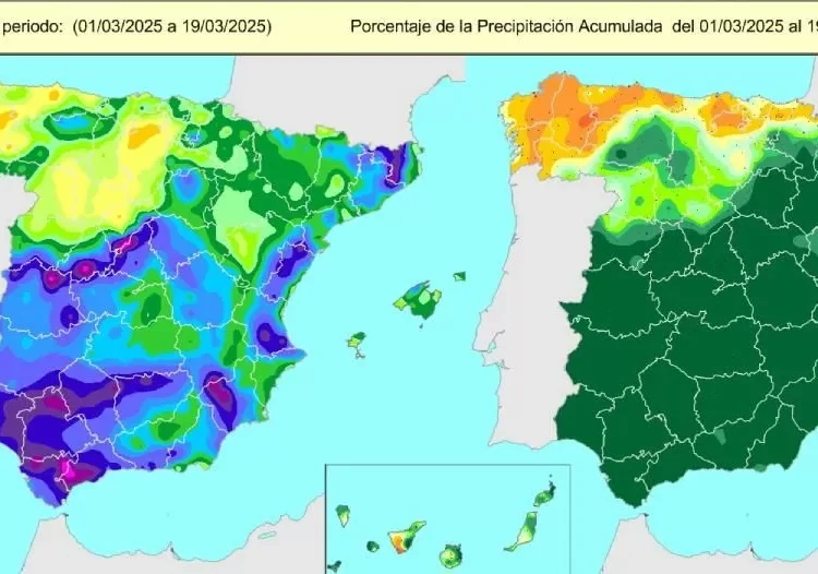Marzo de 2025, camino de ser uno de los más lluviosos de la acontecimientos en España según la AEMET