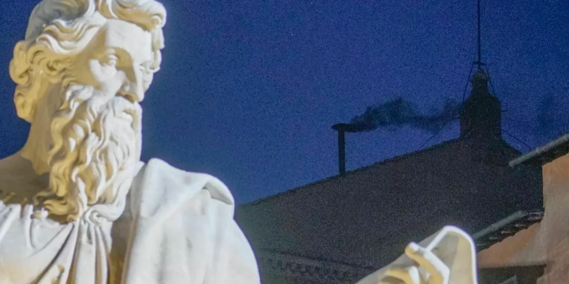 El cónclave evidencia la división con una primera fumata negra