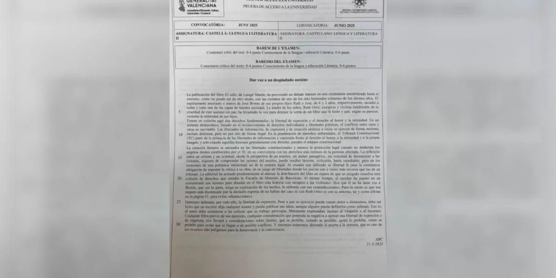 La polémica por el álbum de José Bretón se cuela en la Selectividad de la Comunidad Valenciana