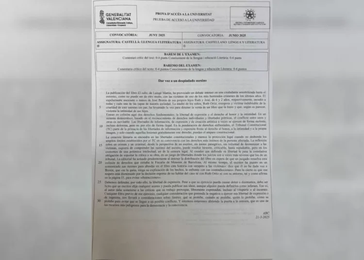 La polémica por el álbum de José Bretón se cuela en la Selectividad de la Comunidad Valenciana