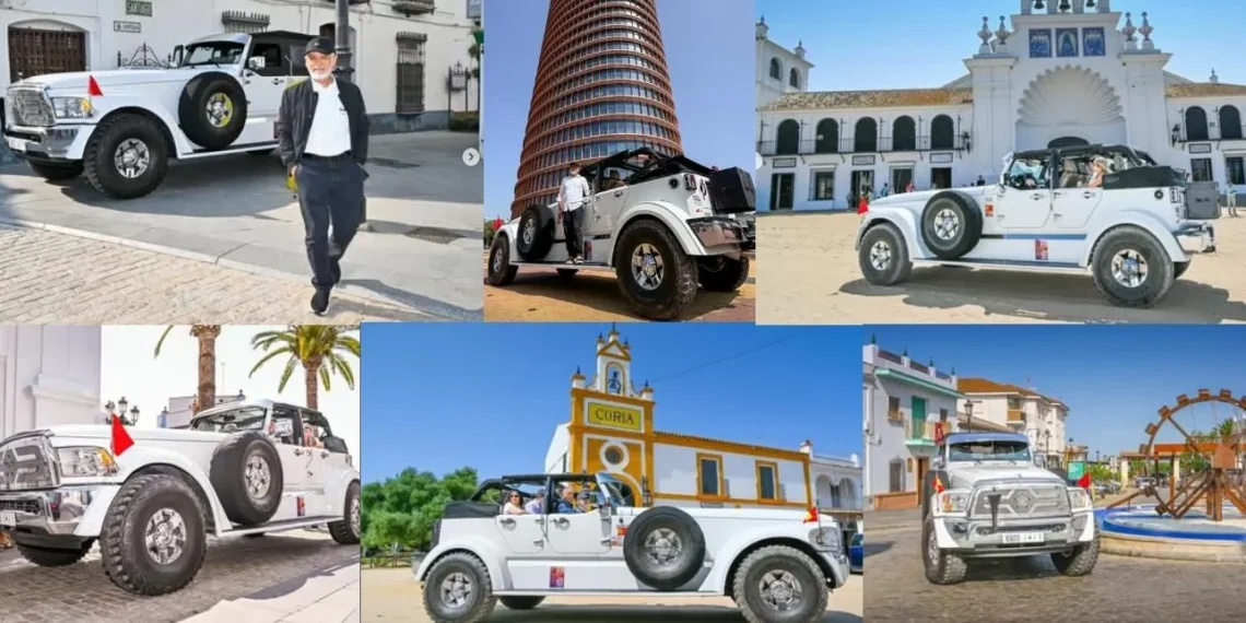 Las imágenes del Mid Spider, el automóvil del excéntrico jeque Hamad Hamdan, por Sevilla y El Rocío