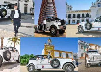 Las imágenes del Mid Spider, el automóvil del excéntrico jeque Hamad Hamdan, por Sevilla y El Rocío