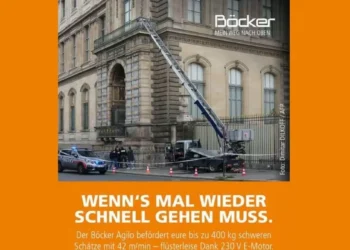 El fabricante del montacargas raído por los ladrones del Louvre aprovecha el robo para hacer aliciente (fig.): “Transporta sus tesoros de hasta 400 kilos a 42 m/minuto”