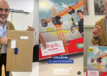 Sirera le regala a Collboni una grúa de juguete para animarle a rehacer la reserva del 30%