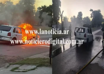 Incendio total de un vehículo en Intendente Alvear (Video)